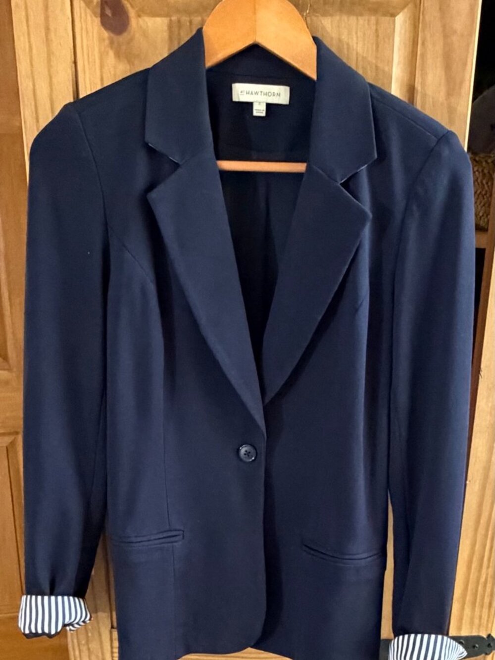 41 Hawthorn Amaya Contrast Collar Ponte Blazer Navy Small